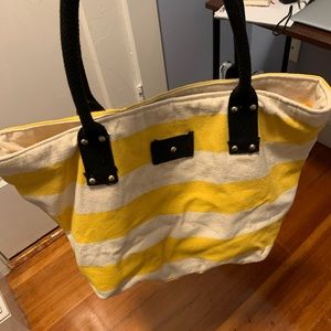 Yellow stripped beach bag